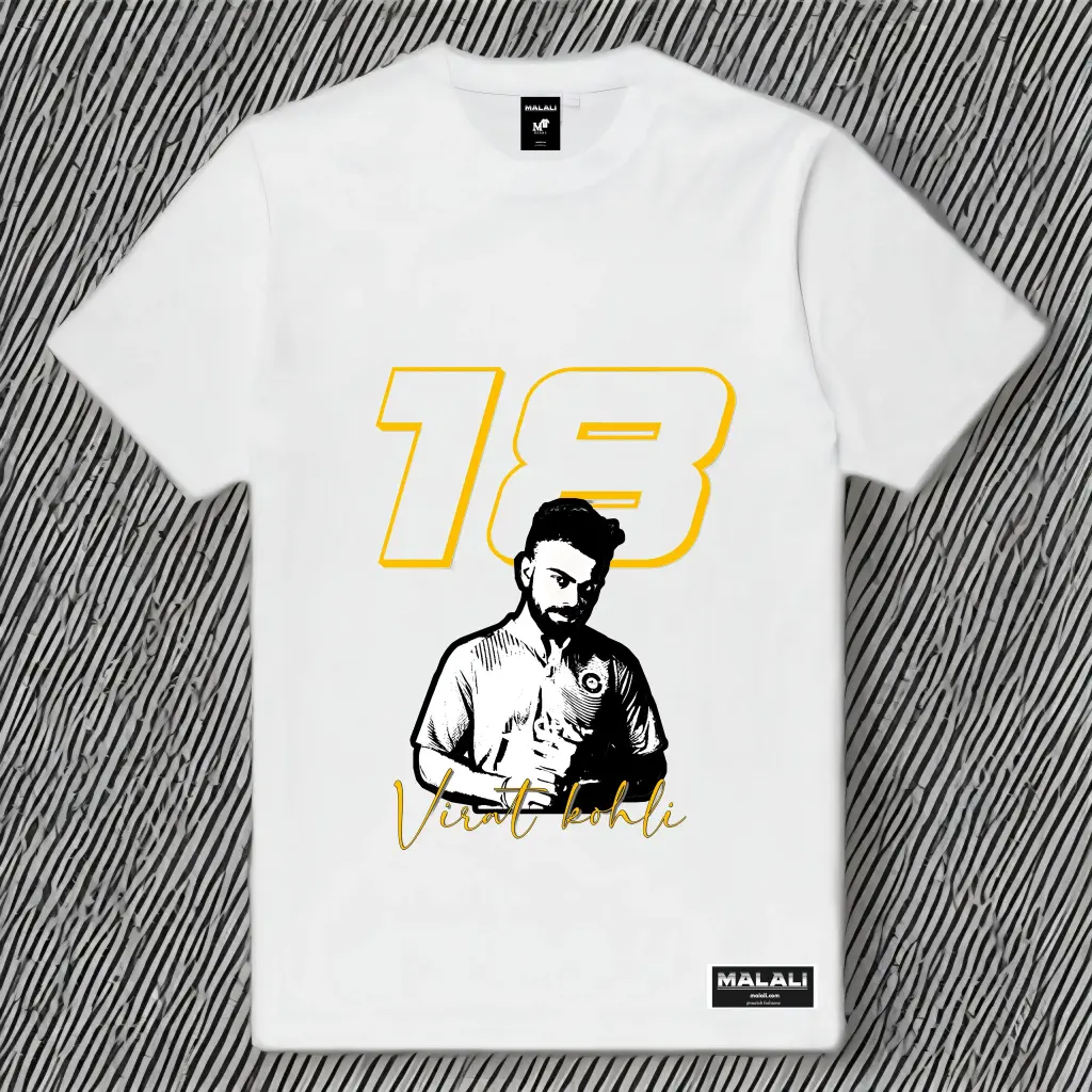 White t shirt virat kholi animation printed