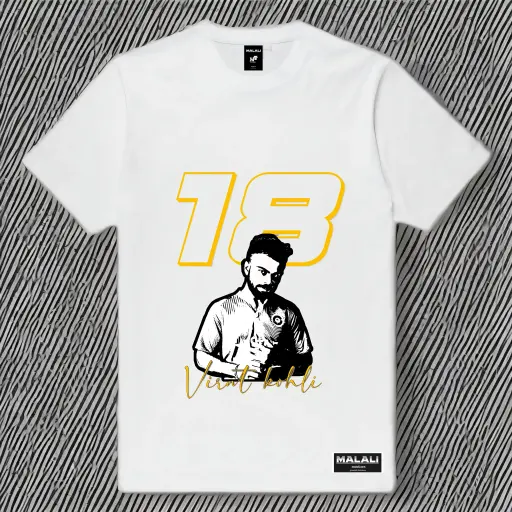 White t shirt virat kholi animation printed